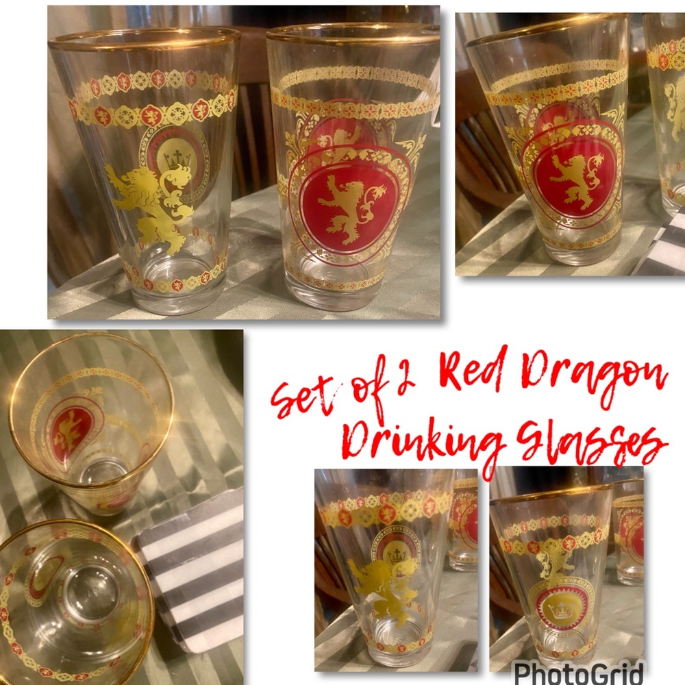 Game Of Thrones Set Of Two 16oz Glasses With Gold Rims 2016